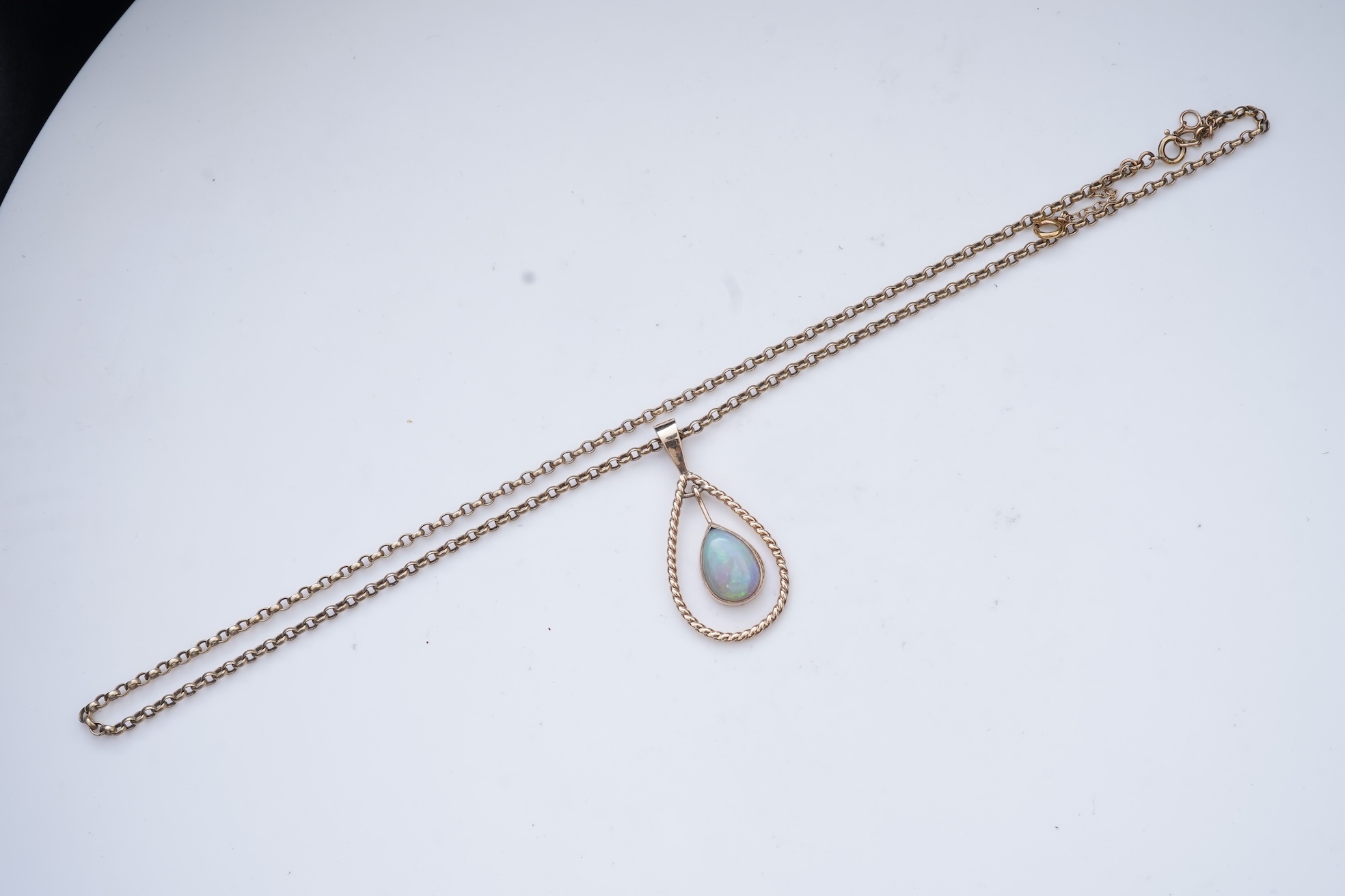 An opal pendant necklace